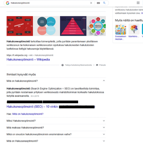 Aiheeseen liittyvät haut Google haussa